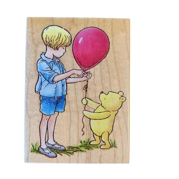 Winnie the Pooh Disney A Balloon For Pooh Rubber Stamp All Night Media 778H - Picture 1 of 8